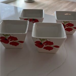 Circo White and Red Floral Square Bowls